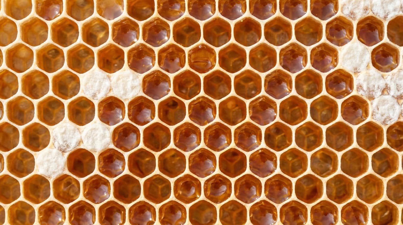 Goldene Wabenzellen in Nahaufnahme