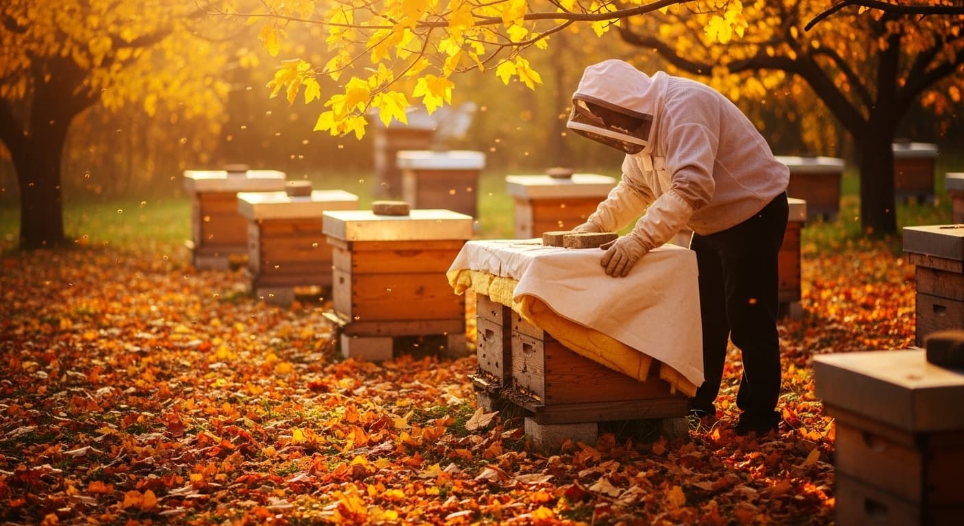Imker bereitet Bienenvölker auf den Herbst vor