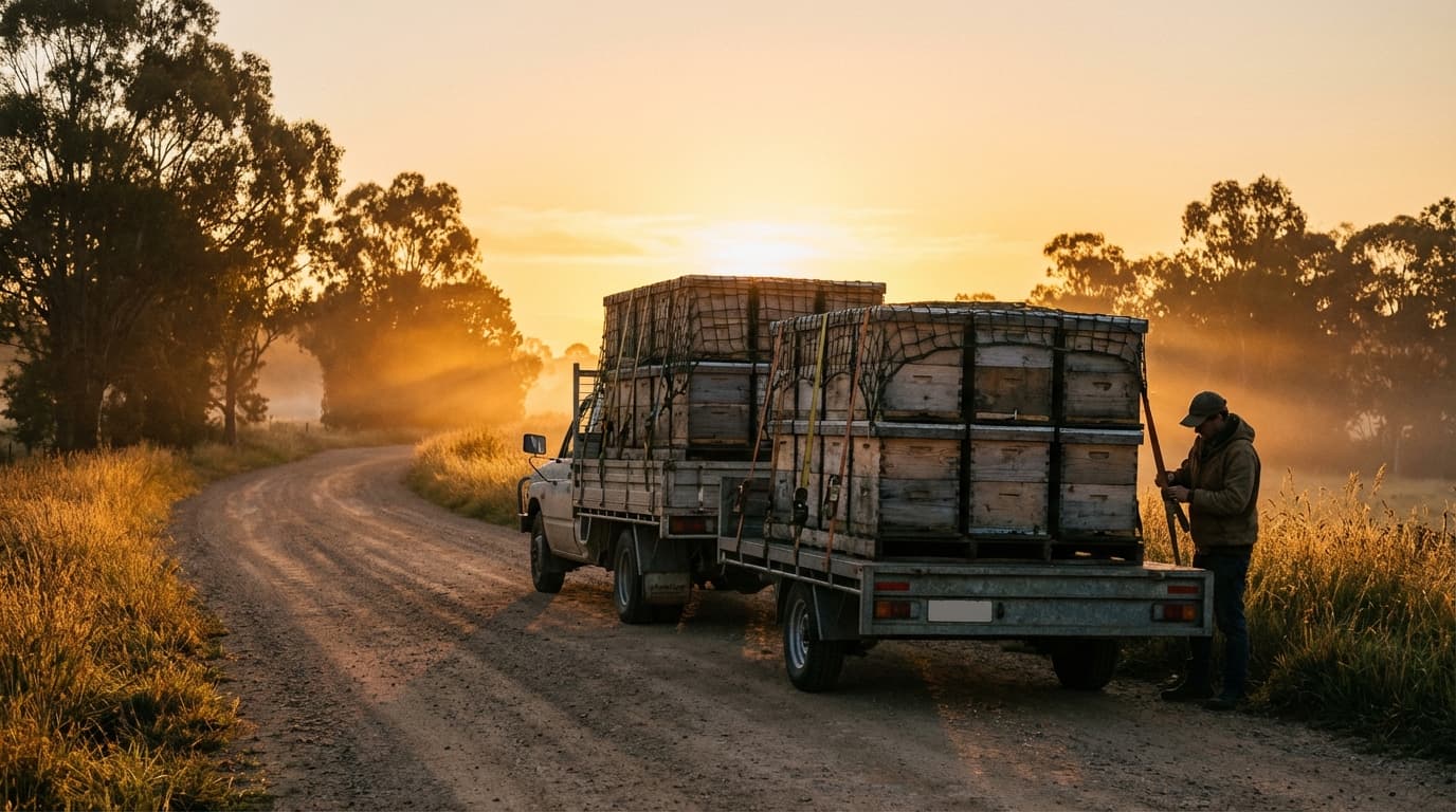 Anhaenger mit Bienenbeuten