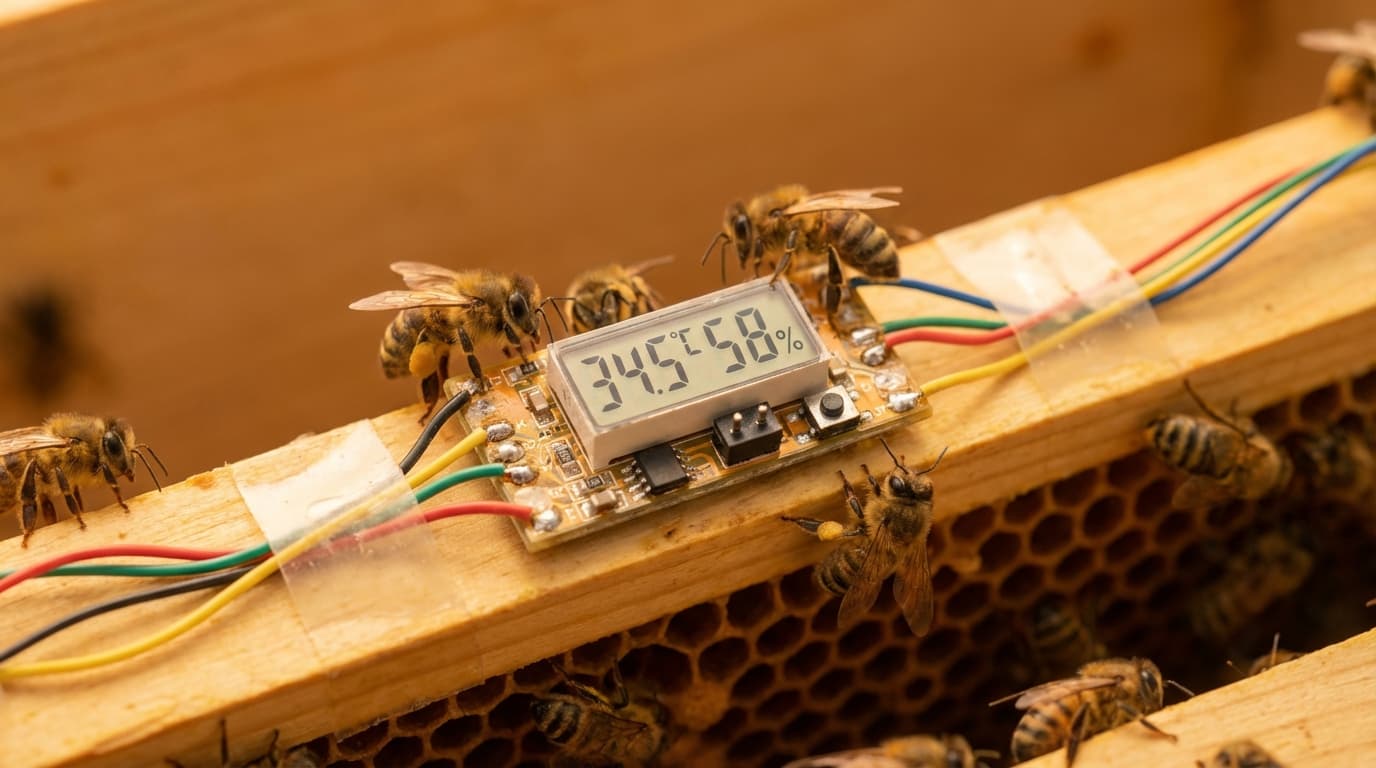 IoT-Sensor an einer Bienenbeute