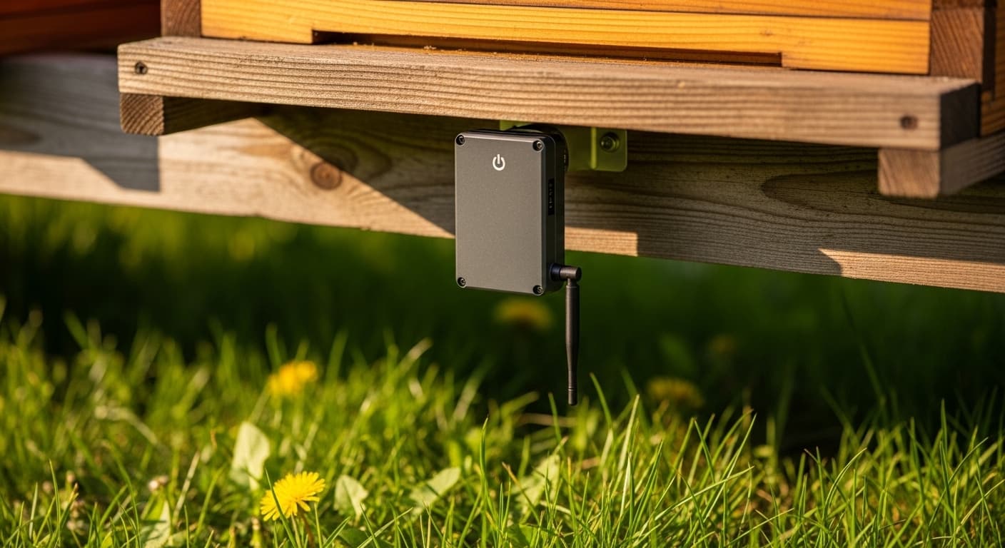 Nahaufnahme eines Sensors am Bienenstock