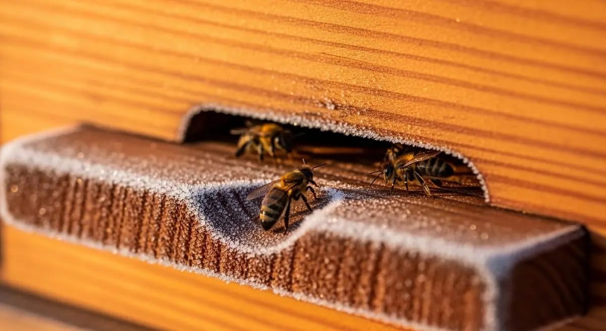 Bee collecting propolis