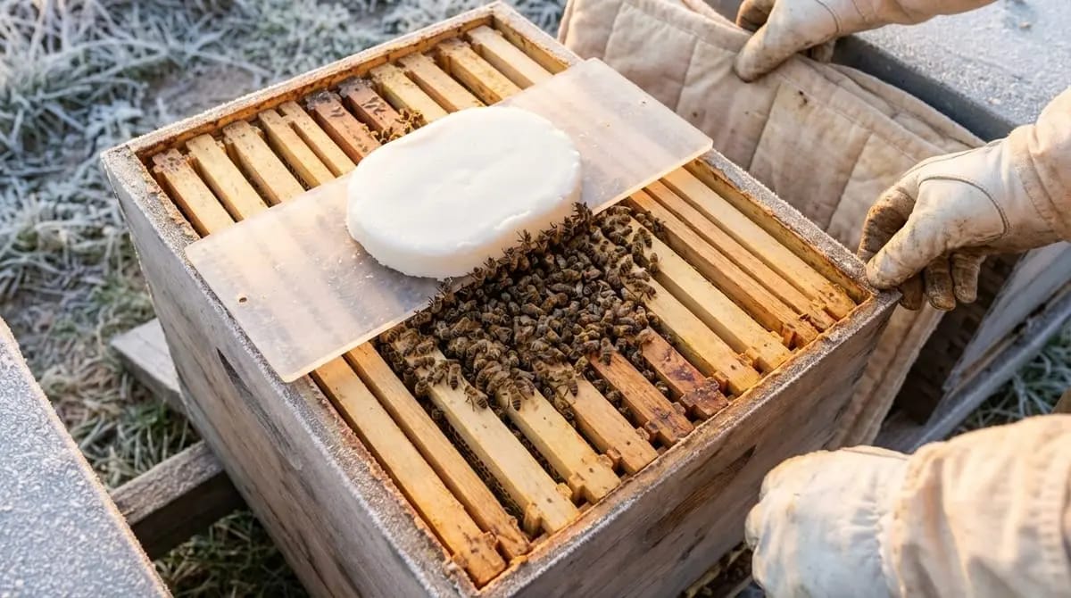 Notfütterung mit Futterteig direkt auf den Rähmchen