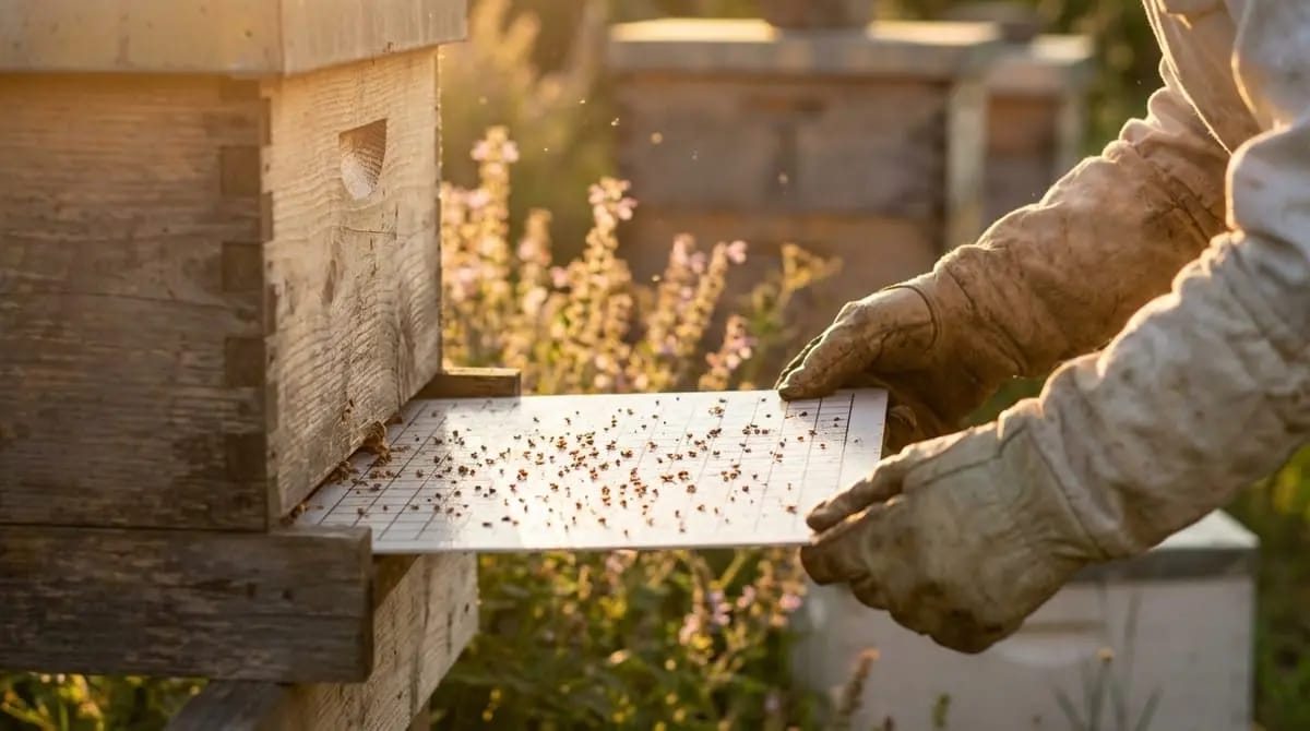 Varroa monitoring with bottom board insert for infestation assessment