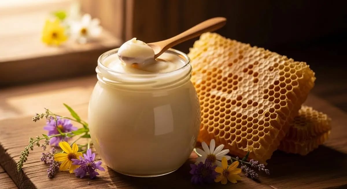 Creamed honey in a ceramic pot as an example of appealing packaging design