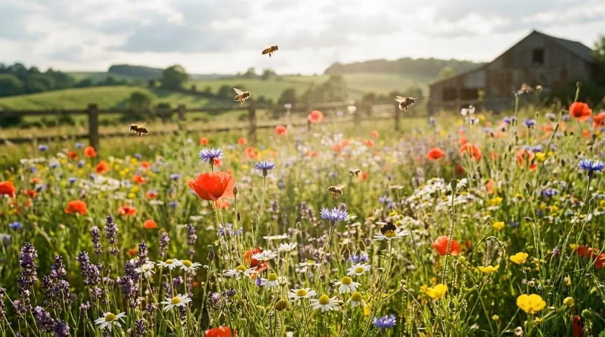 Wildblumenwiese mit Bienen