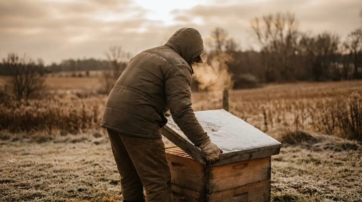 Weight check of a beehive in winter