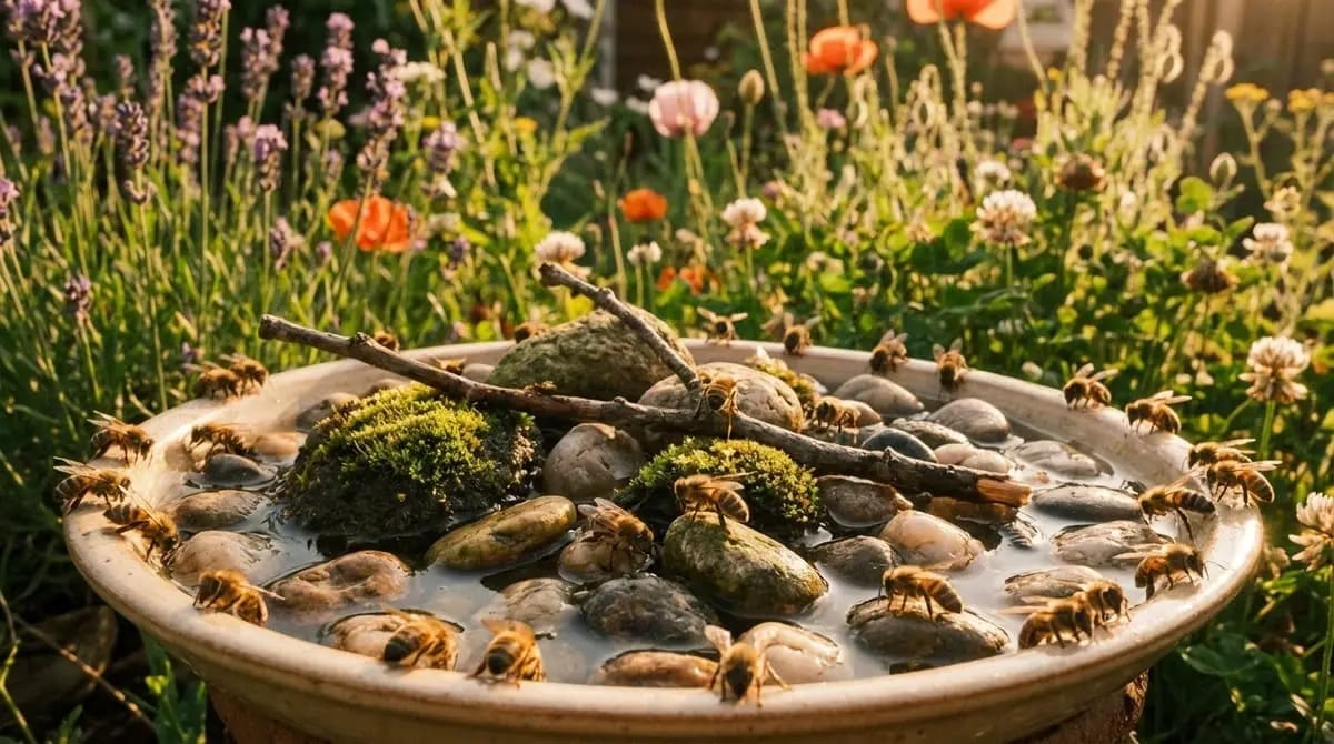 Bee water station with clean water