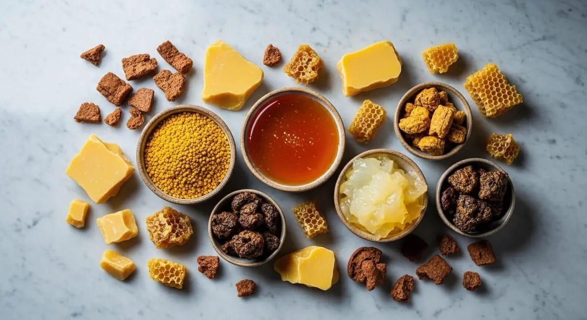 Various bee products on display