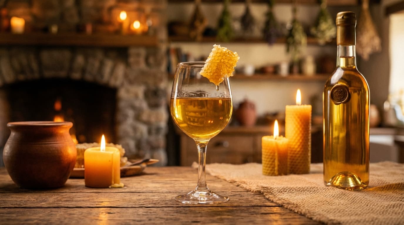 Met im Glas mit goldenem Farbton